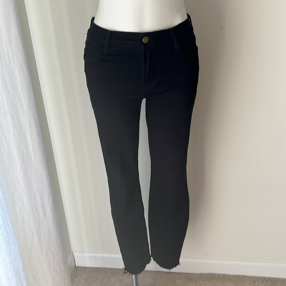 Frame Denim Denim - FRAME DENIM  LE HIGH SKINNY RAW HEM JET BLACK SIZE 27